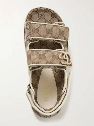 Gucci New Marmont Leather-trimmed Embellished Canvas-jacquard Platform Sandals | Thumbnail 5 Gucci New Marmont Leather-trimmed Embellished Canvas-jacquard Platform Sandals | Thumbnail 5