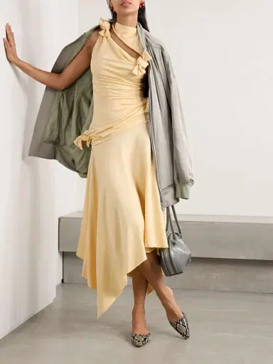 Acne Studios Asymmetric Knotted Cutout Stretch-crepe Midi Dress | Thumbnail 2 Acne Studios Asymmetric Knotted Cutout Stretch-crepe Midi Dress | Thumbnail 2