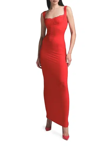 SKIMS Women's Soft Lounge Lace Long Dress With Bralette - Onyx | Thumbnail 2 SKIMS Women's Soft Lounge Lace Long Dress With Bralette - Onyx | Thumbnail 2