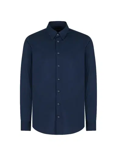 Giorgio Armani Men's Cotton Jersey Shirt - Blue - Size 16.5 | Thumbnail 1 Giorgio Armani Men's Cotton Jersey Shirt - Blue - Size 16.5 | Thumbnail 1