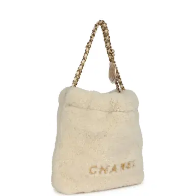Chanel Chanel Mini 22 Bag Ecru Shearling Gold Hardware | Thumbnail 2 Chanel Chanel Mini 22 Bag Ecru Shearling Gold Hardware | Thumbnail 2
