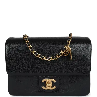Chanel Chanel Mini Flap Bag Black Shiny Caviar Brushed Gold Hardware | Thumbnail 1 Chanel Chanel Mini Flap Bag Black Shiny Caviar Brushed Gold Hardware | Thumbnail 1