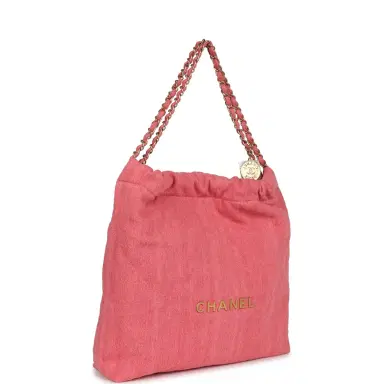 Chanel Chanel Small 22 Bag Light Red Washed Denim Gold Hardware | Thumbnail 2 Chanel Chanel Small 22 Bag Light Red Washed Denim Gold Hardware | Thumbnail 2