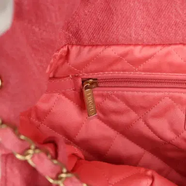 Chanel Chanel Small 22 Bag Light Red Washed Denim Gold Hardware | Thumbnail 11 Chanel Chanel Small 22 Bag Light Red Washed Denim Gold Hardware | Thumbnail 11