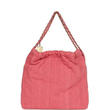 Chanel Chanel Small 22 Bag Light Red Washed Denim Gold Hardware | Thumbnail 4 Chanel Chanel Small 22 Bag Light Red Washed Denim Gold Hardware | Thumbnail 4