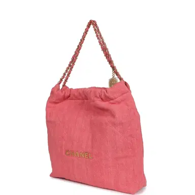 Chanel Chanel Small 22 Bag Light Red Washed Denim Gold Hardware | Thumbnail 5 Chanel Chanel Small 22 Bag Light Red Washed Denim Gold Hardware | Thumbnail 5
