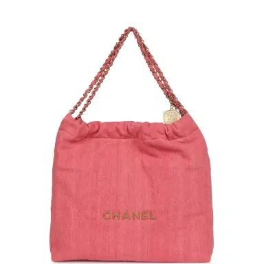 Chanel Chanel Small 22 Bag Light Red Washed Denim Gold Hardware | Thumbnail 1 Chanel Chanel Small 22 Bag Light Red Washed Denim Gold Hardware | Thumbnail 1