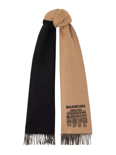 Balenciaga Fringed Two-tone Cashmere And Wool-blend Jacquard Scarf | Thumbnail 1 Balenciaga Fringed Two-tone Cashmere And Wool-blend Jacquard Scarf | Thumbnail 1