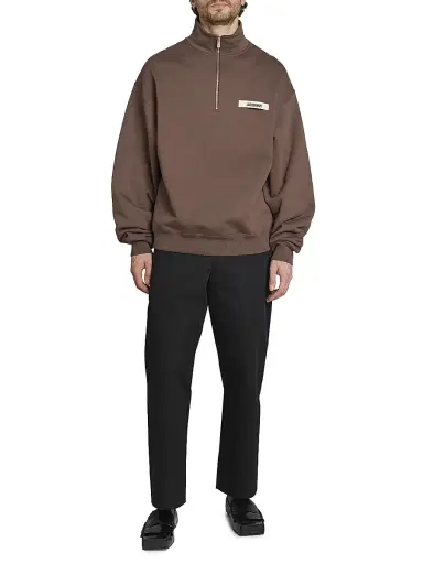 Jacquemus Men's Le Camionneur Grosgrain Half-Zip Pullover - Dark Brown | Thumbnail 2 Jacquemus Men's Le Camionneur Grosgrain Half-Zip Pullover - Dark Brown | Thumbnail 2