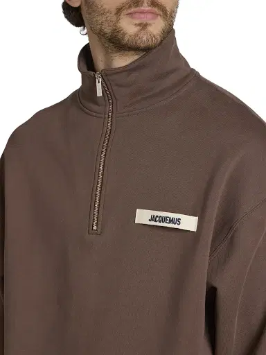 Jacquemus Men's Le Camionneur Grosgrain Half-Zip Pullover - Dark Brown | Thumbnail 6 Jacquemus Men's Le Camionneur Grosgrain Half-Zip Pullover - Dark Brown | Thumbnail 6