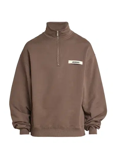 Jacquemus Men's Le Camionneur Grosgrain Half-Zip Pullover - Dark Brown | Thumbnail 1 Jacquemus Men's Le Camionneur Grosgrain Half-Zip Pullover - Dark Brown | Thumbnail 1