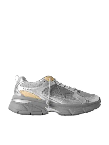 Golden Goose Lightstar Rubber-Trimmed Metallic Leather and Mesh Sneakers - Men | Thumbnail 1 Golden Goose Lightstar Rubber-Trimmed Metallic Leather and Mesh Sneakers - Men | Thumbnail 1