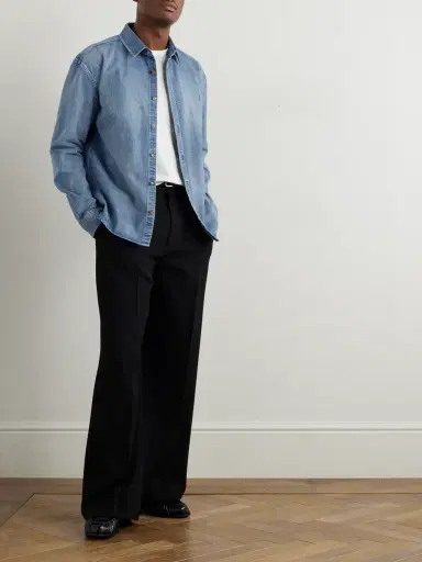 Saint Laurent Logo-Embroidered Denim Shirt - Men | Thumbnail 2 Saint Laurent Logo-Embroidered Denim Shirt - Men | Thumbnail 2