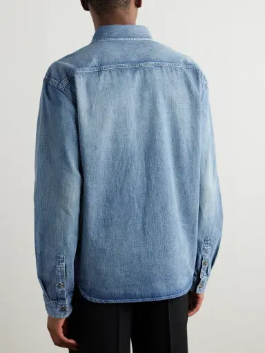 Saint Laurent Logo-Embroidered Denim Shirt - Men | Thumbnail 3 Saint Laurent Logo-Embroidered Denim Shirt - Men | Thumbnail 3