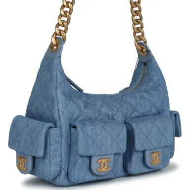 Chanel Chanel Large Cargo Hobo Bag Light Blue Washed Denim Brushed Gold Hardware | Thumbnail 2 Chanel Chanel Large Cargo Hobo Bag Light Blue Washed Denim Brushed Gold Hardware | Thumbnail 2