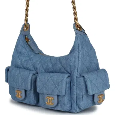 Chanel Chanel Large Cargo Hobo Bag Light Blue Washed Denim Brushed Gold Hardware | Thumbnail 5 Chanel Chanel Large Cargo Hobo Bag Light Blue Washed Denim Brushed Gold Hardware | Thumbnail 5
