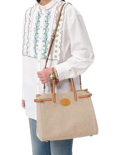 Valentino Women's Antibes Medium Canvas Shopping Tote Bag | Thumbnail 7 Valentino Women's Antibes Medium Canvas Shopping Tote Bag | Thumbnail 7