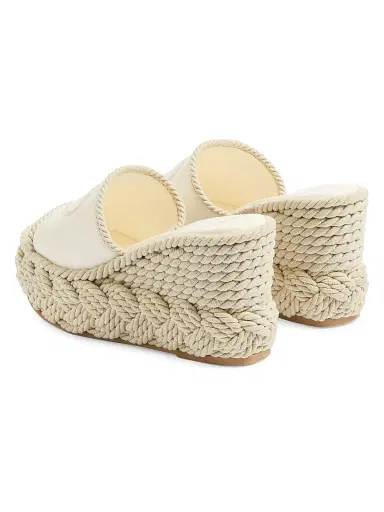 Valentino Garavani Women's VLogo Torchon 100MM Wedge Slides in Nappa - Ivory - Size 12 Sandals | Thumbnail 3 Valentino Garavani Women's VLogo Torchon 100MM Wedge Slides in Nappa - Ivory - Size 12 Sandals | Thumbnail 3