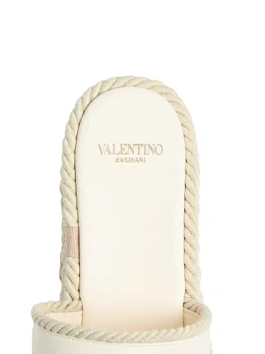 Valentino Garavani Women's VLogo Torchon 100MM Wedge Slides in Nappa - Ivory - Size 12 Sandals | Thumbnail 6 Valentino Garavani Women's VLogo Torchon 100MM Wedge Slides in Nappa - Ivory - Size 12 Sandals | Thumbnail 6