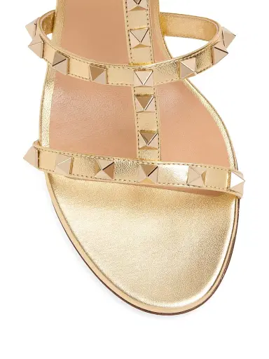 Valentino Garavani Women's Rockstud Slide 60MM Sandals in Laminated Nappa - Antique Brass - Size 11 | Thumbnail 5 Valentino Garavani Women's Rockstud Slide 60MM Sandals in Laminated Nappa - Antique Brass - Size 11 | Thumbnail 5