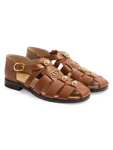 Valentino Garavani Women's VLogo Signature Calfskin Fisherman 20MM Sandals - Tobacco | Thumbnail 2 Valentino Garavani Women's VLogo Signature Calfskin Fisherman 20MM Sandals - Tobacco | Thumbnail 2