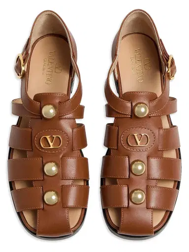 Valentino Garavani Women's VLogo Signature Calfskin Fisherman 20MM Sandals - Tobacco | Thumbnail 4 Valentino Garavani Women's VLogo Signature Calfskin Fisherman 20MM Sandals - Tobacco | Thumbnail 4