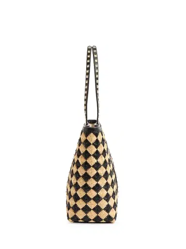 Valentino Garavani Women's Rockstud Embroidered Shopping Bag - Natural Black | Thumbnail 5 Valentino Garavani Women's Rockstud Embroidered Shopping Bag - Natural Black | Thumbnail 5