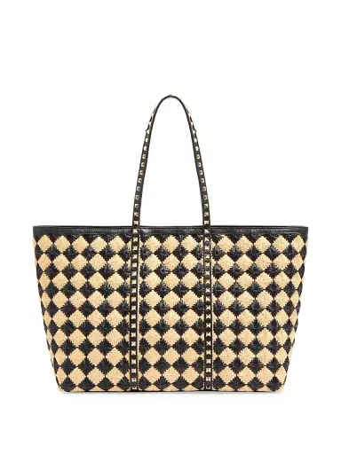Valentino Garavani Women's Rockstud Embroidered Shopping Bag - Natural Black | Thumbnail 6 Valentino Garavani Women's Rockstud Embroidered Shopping Bag - Natural Black | Thumbnail 6