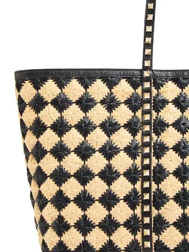 Valentino Garavani Women's Rockstud Embroidered Shopping Bag - Natural Black | Thumbnail 8 Valentino Garavani Women's Rockstud Embroidered Shopping Bag - Natural Black | Thumbnail 8