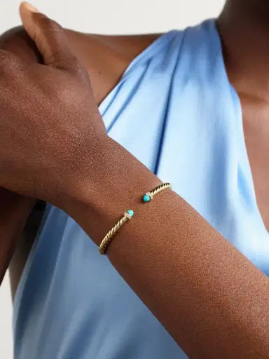 David Yurman Cablespira® Flex 18-karat Gold, Turquoise And Diamond Cuff | Thumbnail 2 David Yurman Cablespira® Flex 18-karat Gold, Turquoise And Diamond Cuff | Thumbnail 2