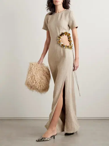 Diotima Seaford Cutout Paillette-embellished Linen Maxi Dress | Thumbnail 2 Diotima Seaford Cutout Paillette-embellished Linen Maxi Dress | Thumbnail 2