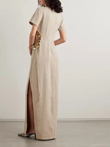 Diotima Seaford Cutout Paillette-embellished Linen Maxi Dress | Thumbnail 3 Diotima Seaford Cutout Paillette-embellished Linen Maxi Dress | Thumbnail 3