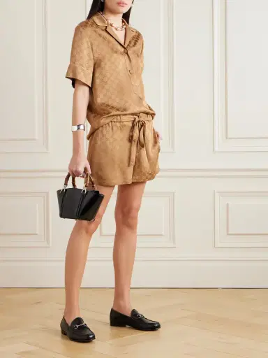 Gucci Gg Hammered Satin-jacquard Shorts | Thumbnail 2 Gucci Gg Hammered Satin-jacquard Shorts | Thumbnail 2