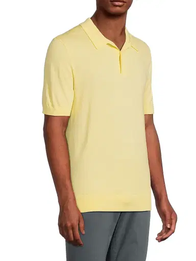 Vince Men's Wool-Cashmere Polo Shirt - Golden Haze | Thumbnail 4 Vince Men's Wool-Cashmere Polo Shirt - Golden Haze | Thumbnail 4