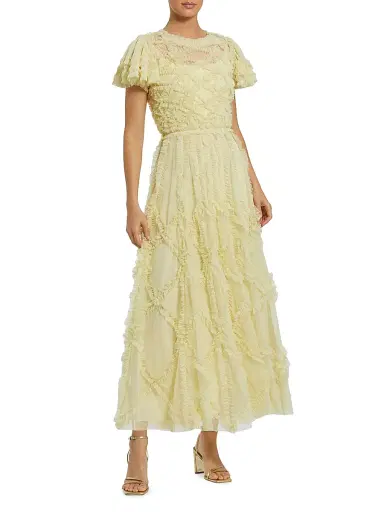 Mac Duggal Women's Ruffled Mesh Fit & Flare Gown | Thumbnail 1 Mac Duggal Women's Ruffled Mesh Fit & Flare Gown | Thumbnail 1