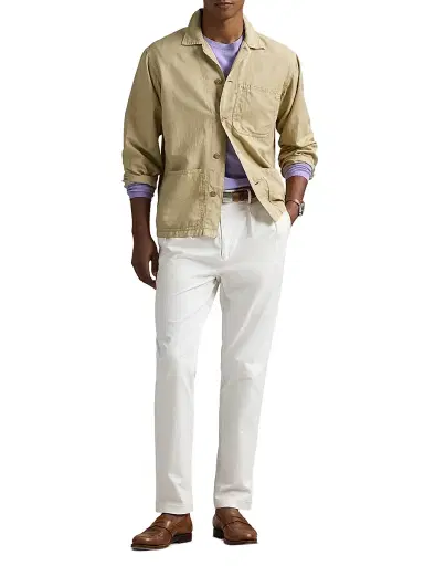 Polo Ralph Lauren Men's Logo-Embroidered Linen-Cotton Overshirt - Coastal Beige | Thumbnail 2 Polo Ralph Lauren Men's Logo-Embroidered Linen-Cotton Overshirt - Coastal Beige | Thumbnail 2