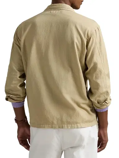 Polo Ralph Lauren Men's Logo-Embroidered Linen-Cotton Overshirt - Coastal Beige | Thumbnail 4 Polo Ralph Lauren Men's Logo-Embroidered Linen-Cotton Overshirt - Coastal Beige | Thumbnail 4