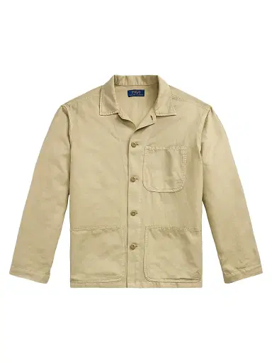 Polo Ralph Lauren Men's Logo-Embroidered Linen-Cotton Overshirt - Coastal Beige | Thumbnail 1 Polo Ralph Lauren Men's Logo-Embroidered Linen-Cotton Overshirt - Coastal Beige | Thumbnail 1