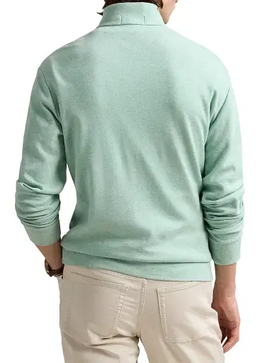 Polo Ralph Lauren Men's Double-Knit Jacquard Quarter-Zip Sweater - Celadon Heather Nevis | Thumbnail 4 Polo Ralph Lauren Men's Double-Knit Jacquard Quarter-Zip Sweater - Celadon Heather Nevis | Thumbnail 4