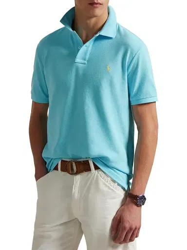 Polo Ralph Lauren Men's Custom-Slim-Fit Mesh Polo Shirt - Aqua Blue - Size XXL | Thumbnail 3 Polo Ralph Lauren Men's Custom-Slim-Fit Mesh Polo Shirt - Aqua Blue - Size XXL | Thumbnail 3