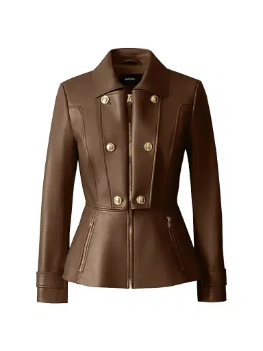 Mackage Women's Barbara Leather Jacket - Earth Brown - Size Medium | Thumbnail 1 Mackage Women's Barbara Leather Jacket - Earth Brown - Size Medium | Thumbnail 1
