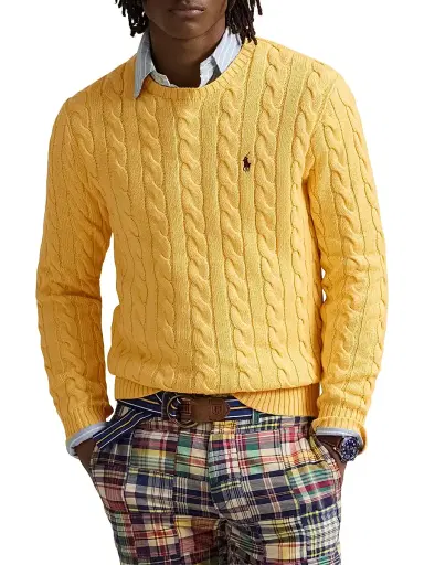 Polo Ralph Lauren Men's Cable-Knit Cotton Sweater - Fall Yellow | Thumbnail 3 Polo Ralph Lauren Men's Cable-Knit Cotton Sweater - Fall Yellow | Thumbnail 3