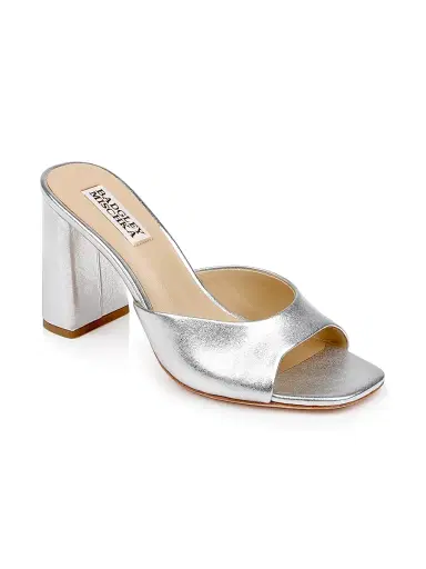 BADGLEY MISCHKA Women's Cadence Leather Mules - Silver - Size 10 | Thumbnail 2 BADGLEY MISCHKA Women's Cadence Leather Mules - Silver - Size 10 | Thumbnail 2