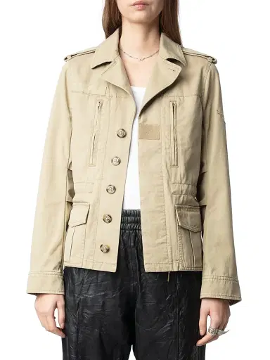 Zadig & Voltaire Women's Klimi Cotton Military Jacket - Latte | Thumbnail 3 Zadig & Voltaire Women's Klimi Cotton Military Jacket - Latte | Thumbnail 3