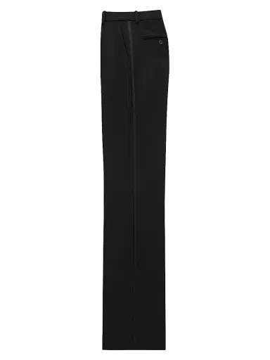 Saint Laurent Women's Flared Tuxedo Pants in Grain De Poudre - Black - Size 2 | Thumbnail 2 Saint Laurent Women's Flared Tuxedo Pants in Grain De Poudre - Black - Size 2 | Thumbnail 2