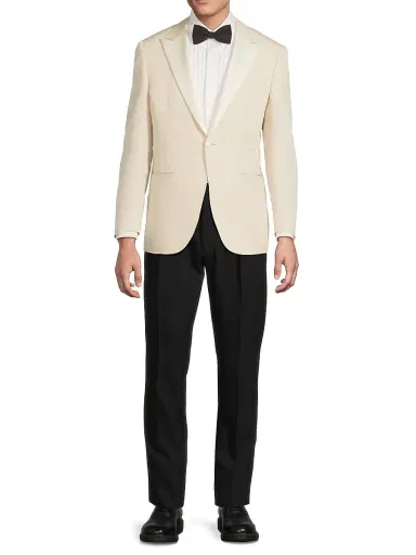 Canali Men's Textured Wool-Silk Dinner Jacket - Cream | Thumbnail 2 Canali Men's Textured Wool-Silk Dinner Jacket - Cream | Thumbnail 2