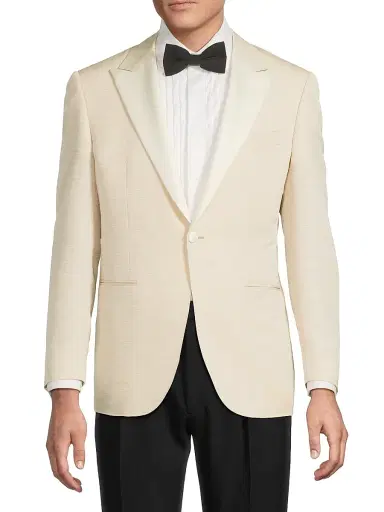 Canali Men's Textured Wool-Silk Dinner Jacket - Cream | Thumbnail 3 Canali Men's Textured Wool-Silk Dinner Jacket - Cream | Thumbnail 3