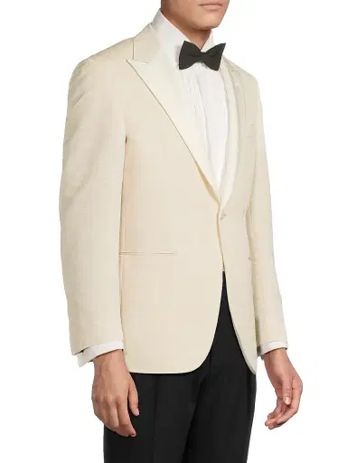 Canali Men's Textured Wool-Silk Dinner Jacket - Cream | Thumbnail 4 Canali Men's Textured Wool-Silk Dinner Jacket - Cream | Thumbnail 4