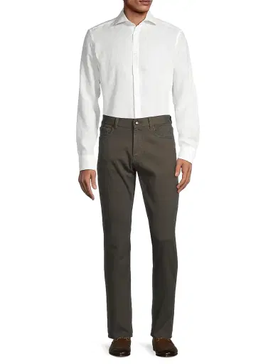 Canali Men's Regular Fit Linen Sport Shirt - White | Thumbnail 2 Canali Men's Regular Fit Linen Sport Shirt - White | Thumbnail 2