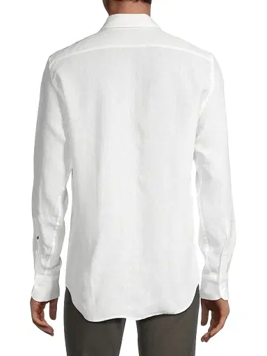 Canali Men's Regular Fit Linen Sport Shirt - White | Thumbnail 5 Canali Men's Regular Fit Linen Sport Shirt - White | Thumbnail 5
